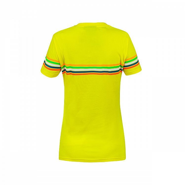 VR46 Official Valentino Rossi Yellow Stripe Womans T'Shirt - Vrwts 307001