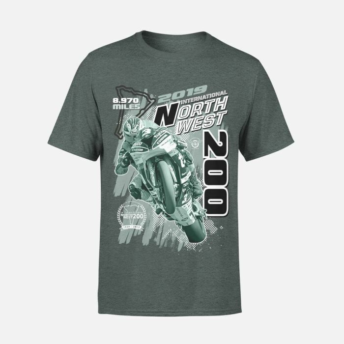 Official 2019 North West 200 Dark Heather Printed T Shirt - 19Nw-637At