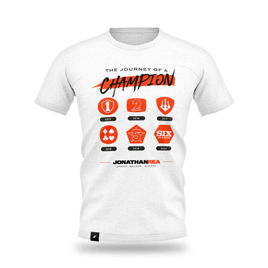 Official Jonathan Rea "Journey Of A Champion" White T-Shirt - Sbk23Rimte001Whs