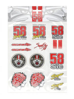 Autocollant Vinyle Marco Simoncelli 58 - 5x4 Cm - 22 Couleurs Au Choix - Résistant Aux Intempéries, Pour Voiture, Casque, Etc.