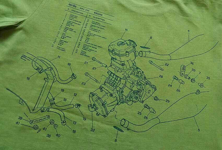 Official Aprilia Rsw250 Green T Shirt - A1Tsmc18Vin1Ve