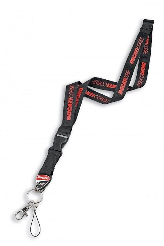Official Ducati Corse Laynard Black Keyring Holder