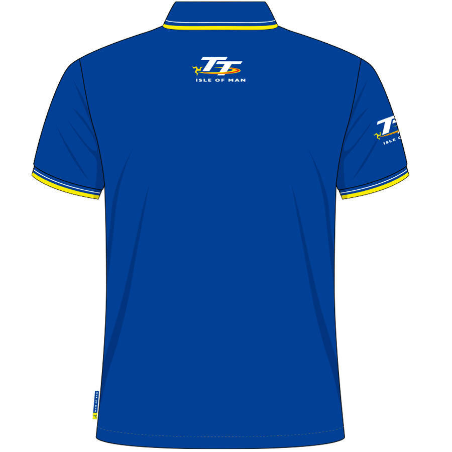 Official Isle Of Man TT Races Royal Blue / Yellow Polo Shirt - 19Ap6