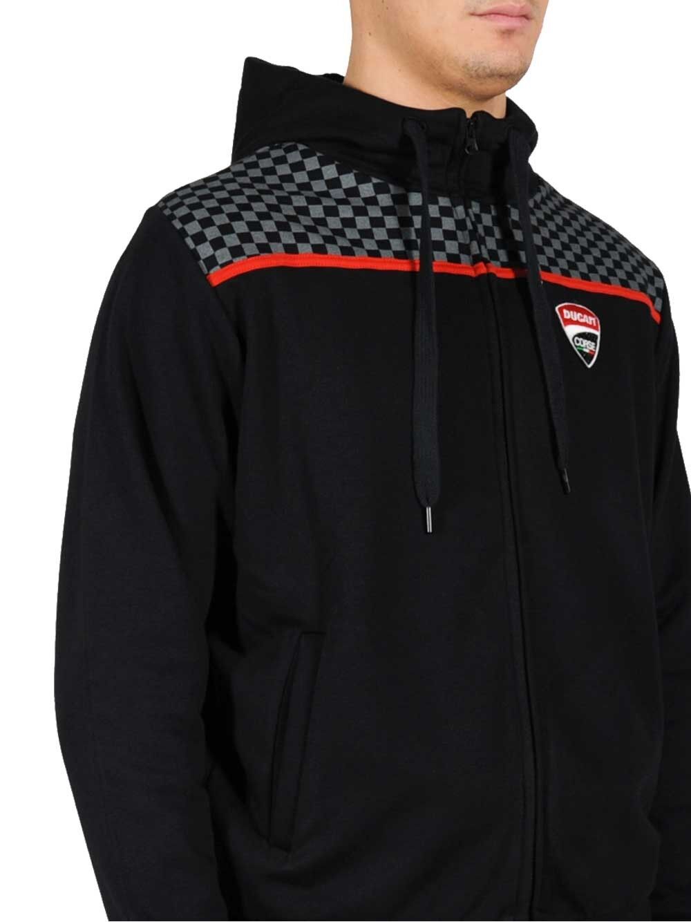 New Official Ducati Corse Black Zip Up Hoodie - 15 26001
