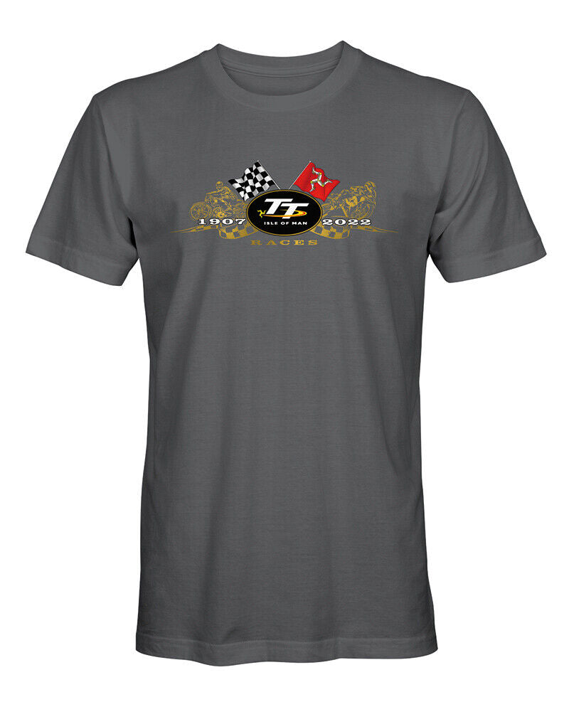 2022 Official Isle Of Man TT Races Gold Bikes Grey T'shirt - 22Ats1G