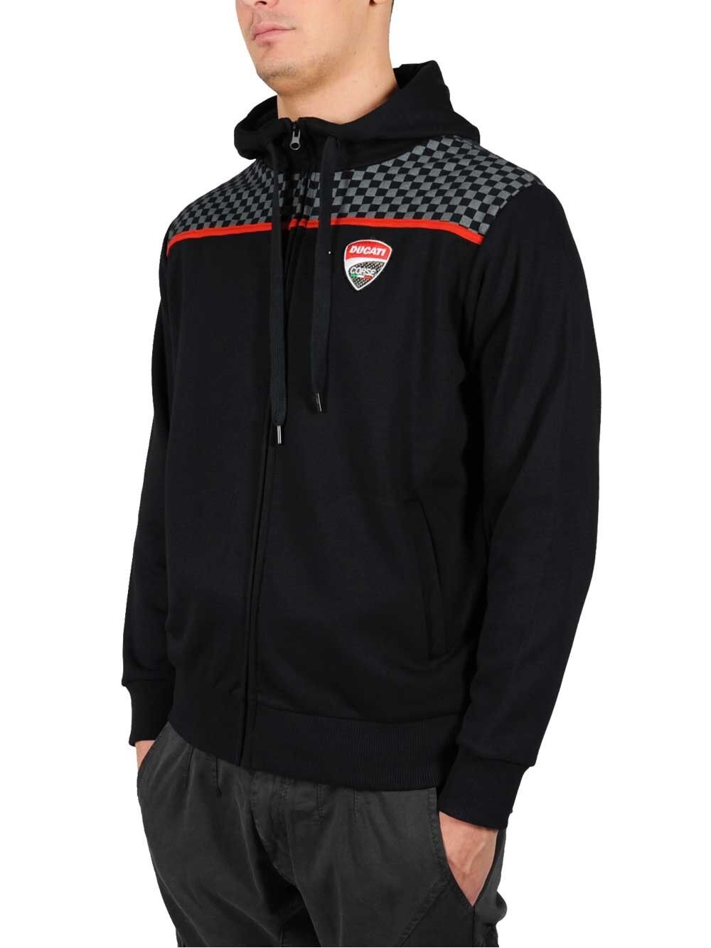 New Official Ducati Corse Black Zip Up Hoodie - 15 26001