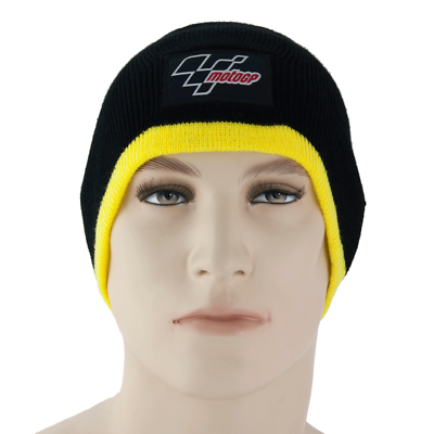 New Official Black MotoGP Beanie - Yellow Band - Mgphat14