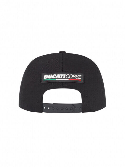 Official Ducati Corse Black Flat Peak Cap - 19 46004