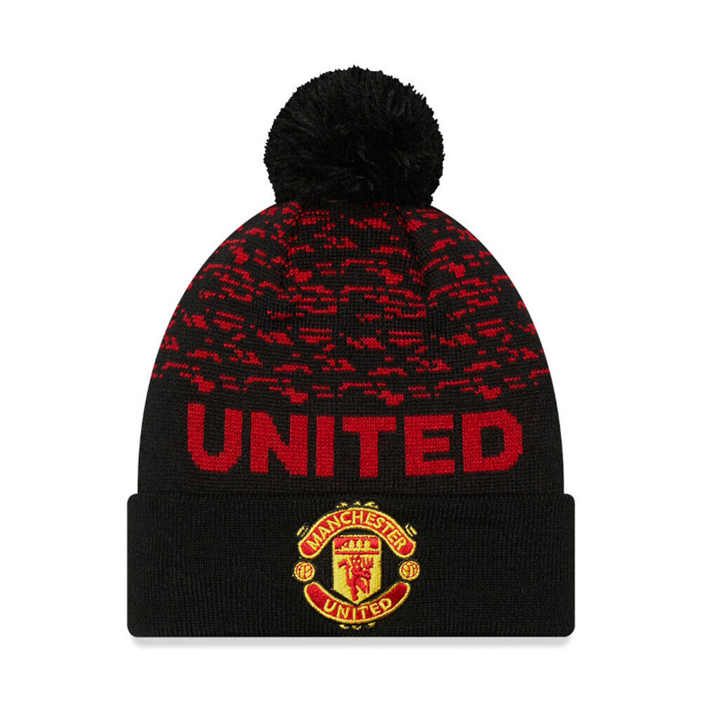 Manchester United Fc New Era Black Bobble Beanie Hat - 60284478