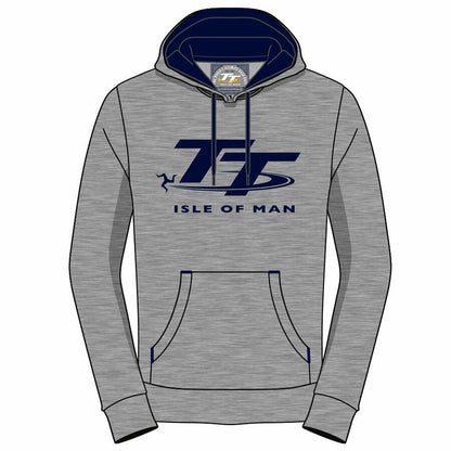 Isle Of Man TT Races Official Kids Grey And Navy Pull Over Hoodie - 19Kdzh2