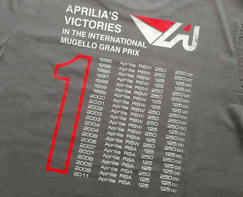 Official Aprilia Mugello Victories Grey T Shirt - A1Tsmc18Vin1Gr