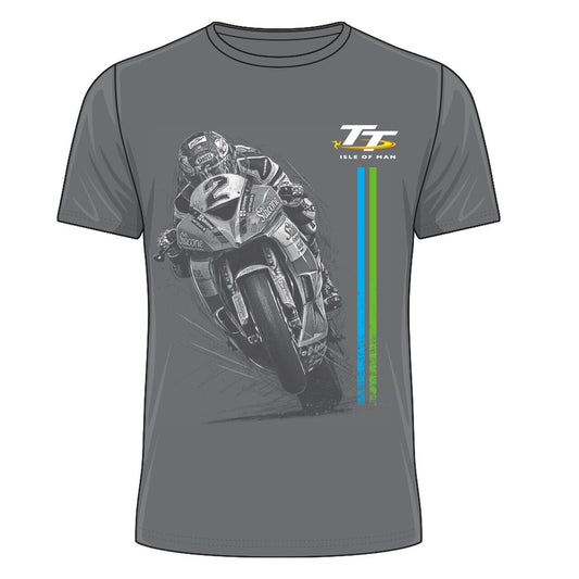Official Isle Of Man TT Races Action Charcoal Grey T'shirt - 20Ats7C
