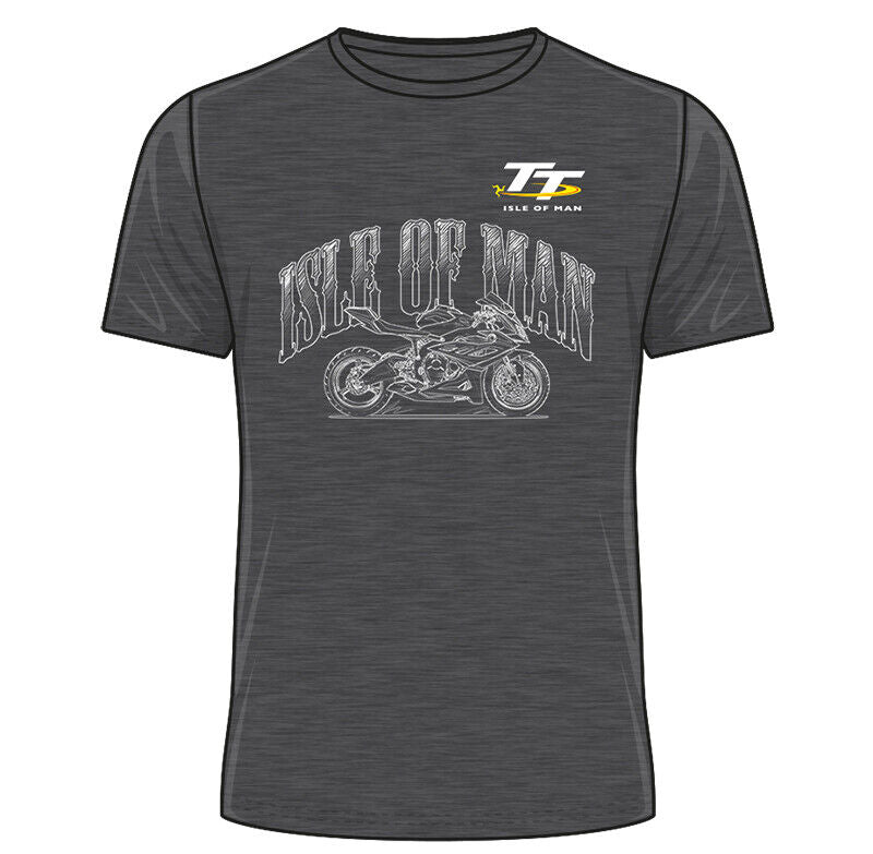 Official Isle Of Man TT Races Dark Heather Sketched T'Shirt - 20Ats20Dh