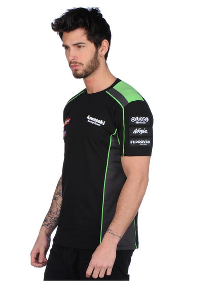 Official Kawasaki Motocard Team Race Wear Black/Green T Shirt - 17 31501