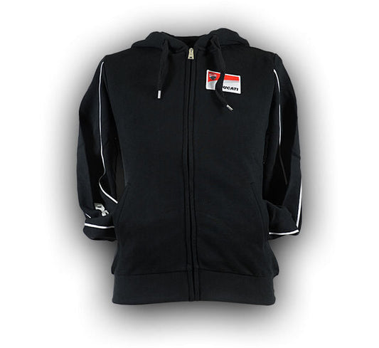 New Official Ducati Corse Womans Black Zip Up Hoodie - 13 26007