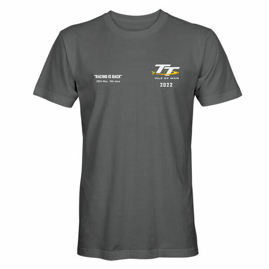 Official Isle Of Man TT Races 2022 TT Is Back Charcoal T'Shirt - 22Ats10C