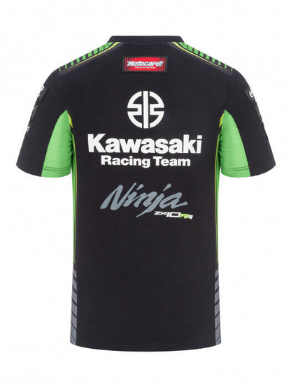 Official Kawasaki Motocard Team Race Wear Black/Green T Shirt - 19 31501