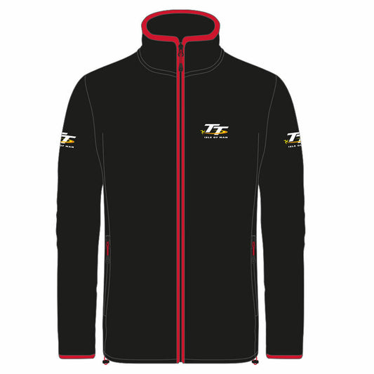 Official Isle Of Man TT Races Full Zip Black & Red Micro Fleece - 20Af2