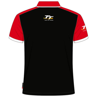 Official Isle Of Man TT Races Black / Red Polo Shirt - 19Ap3