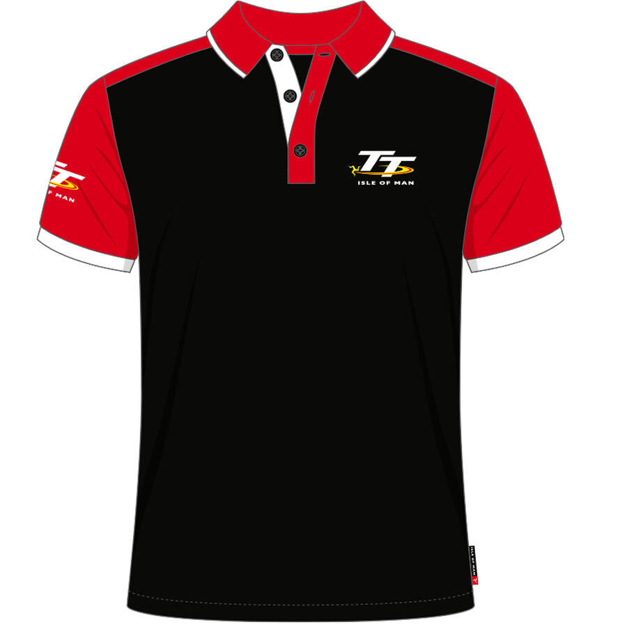 Official Isle Of Man TT Races Black / Red Polo Shirt - 19Ap3