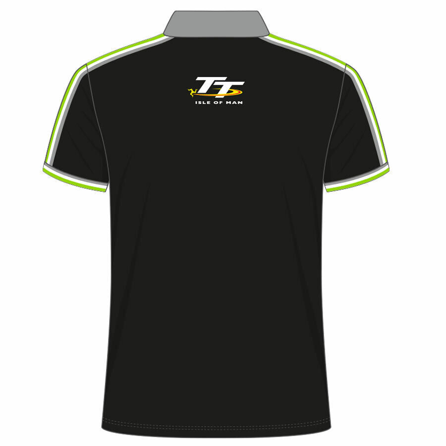 Official Isle Of Man TT Races Black & Green Polo Shirt - 20Ap9