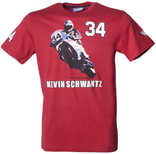 New Official Kevin Schwantz Red Wheelie T-Shirt - Ksts 3402 07
