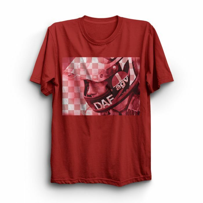 Barry Sheene Chequered Flag Red T Shirt - 18Hl-458At-Red