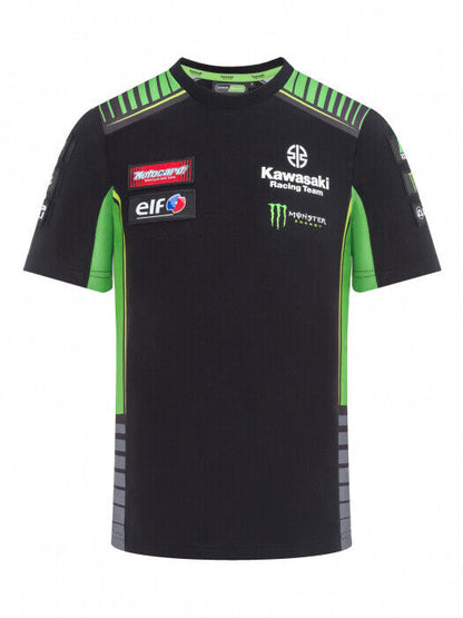 Official Kawasaki Motocard Team Race Wear Black/Green T Shirt - 19 31501