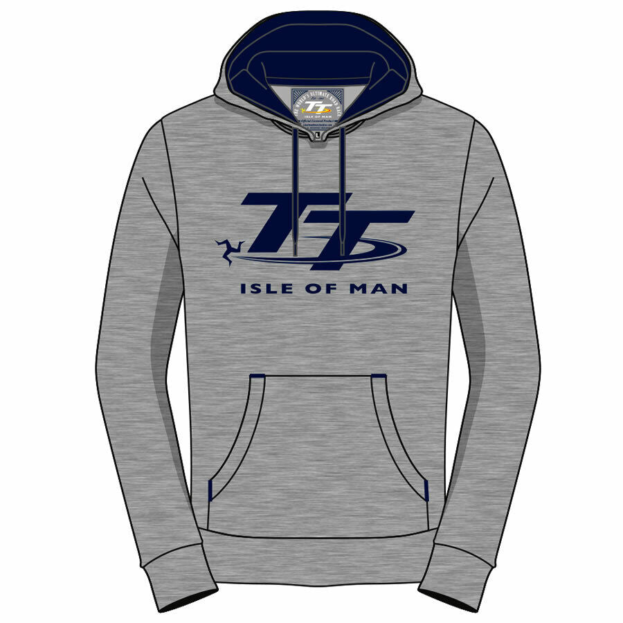 Isle Of Man TT Races Official Grey And Navy Woman's Pull Over Hoodie - 19Lh2