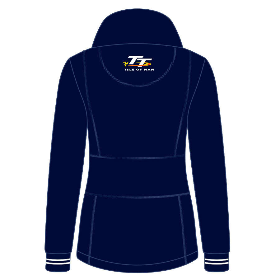 Official Isle Of Man TT Races Blue & White Woman's Full Zip Fleece - 18Lf1