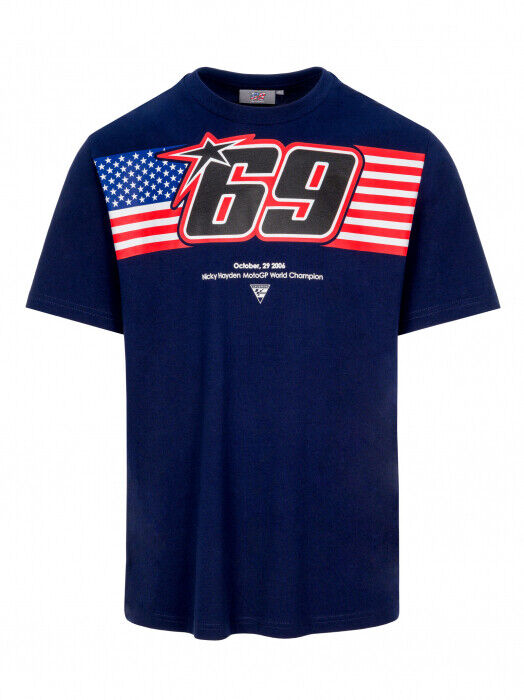 Official Nicky Hayden 69 Blue Flag T-Shirt - 20 34003