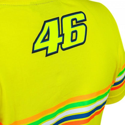 VR46 Official Valentino Rossi Yellow Stripe Womans T'Shirt - Vrwts 307001