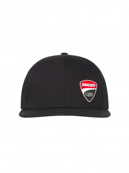 Official Ducati Corse Black Flat Peak Cap - 19 46004