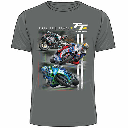 Official Isle Of Man TT Races "Only The Brave" Grey T'Shirt - 20Ats22C