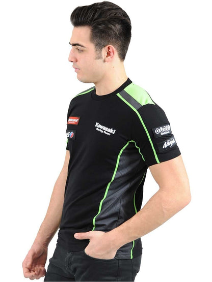 Official Kawasaki Motocard Team Race Wear Black/Green T Shirt - 16 31501