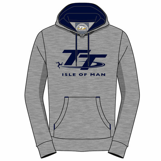 Isle Of Man TT Races Official Grey And Navy Pull Over Hoodie - 19Ah6