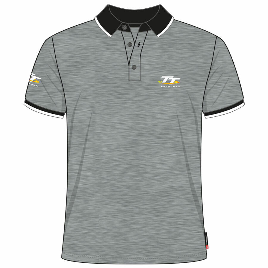 Official Isle Of Man TT Races Grey & Black Polo Shirt - 20Ap8