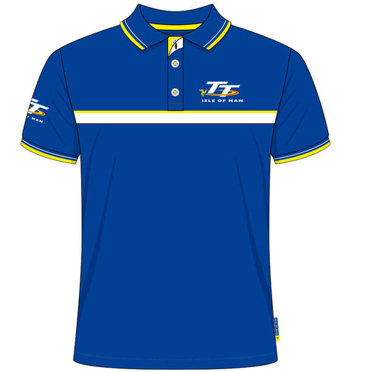 Official Isle Of Man TT Races Royal Blue / Yellow Polo Shirt - 19Ap6