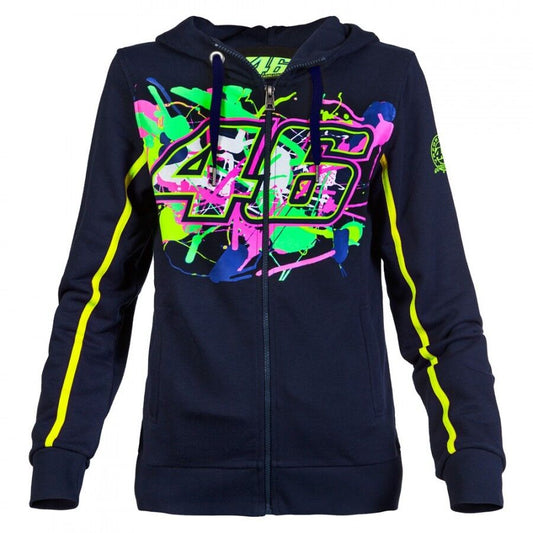 Official VR46 Womans Painted Navy Hoodie - Vrwfl 206102
