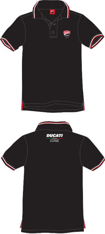 Official Ducati Corse Black Polo Shirt - 17 16002