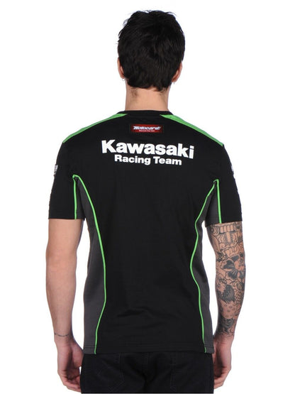 Official Kawasaki Motocard Team Race Wear Black/Green T Shirt - 17 31501