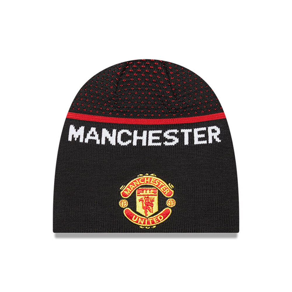 Manchester United New Era Stripe Logo Black Beanie Hat - 60284479