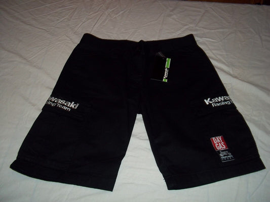 New Official Kawasaki Team Race Wear Ladies Black Shorts
