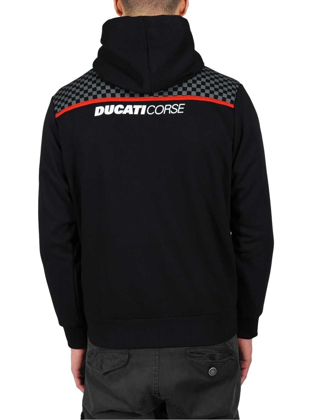 New Official Ducati Corse Black Zip Up Hoodie - 15 26001