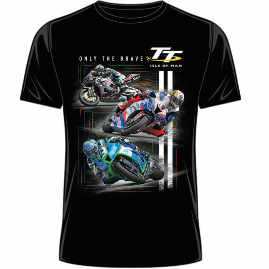 Official Isle Of Man TT Races "Only The Brave" Black T'Shirt - 20Ats22B