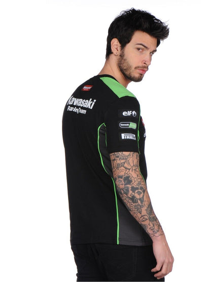 Official Kawasaki Motocard Team Race Wear Black/Green T Shirt - 17 31501