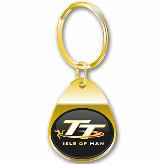 Official Isle Of Man TT Races Gold Gilt Keyring - 19Kr2