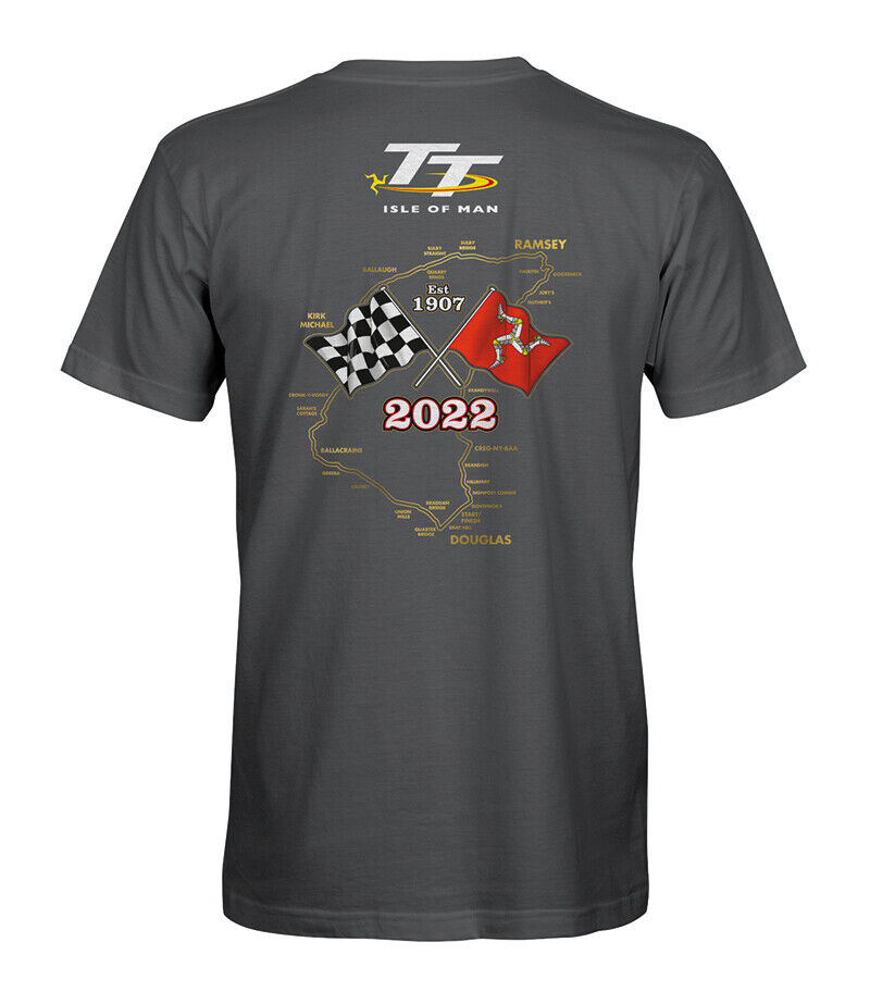 2022 Official Isle Of Man TT Races Gold Bikes Grey T'shirt - 22Ats1G
