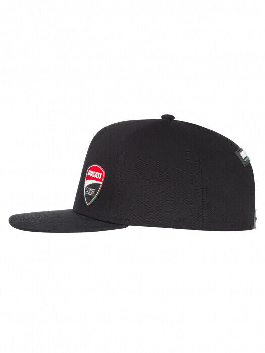 Official Ducati Corse Black Flat Peak Cap - 19 46004