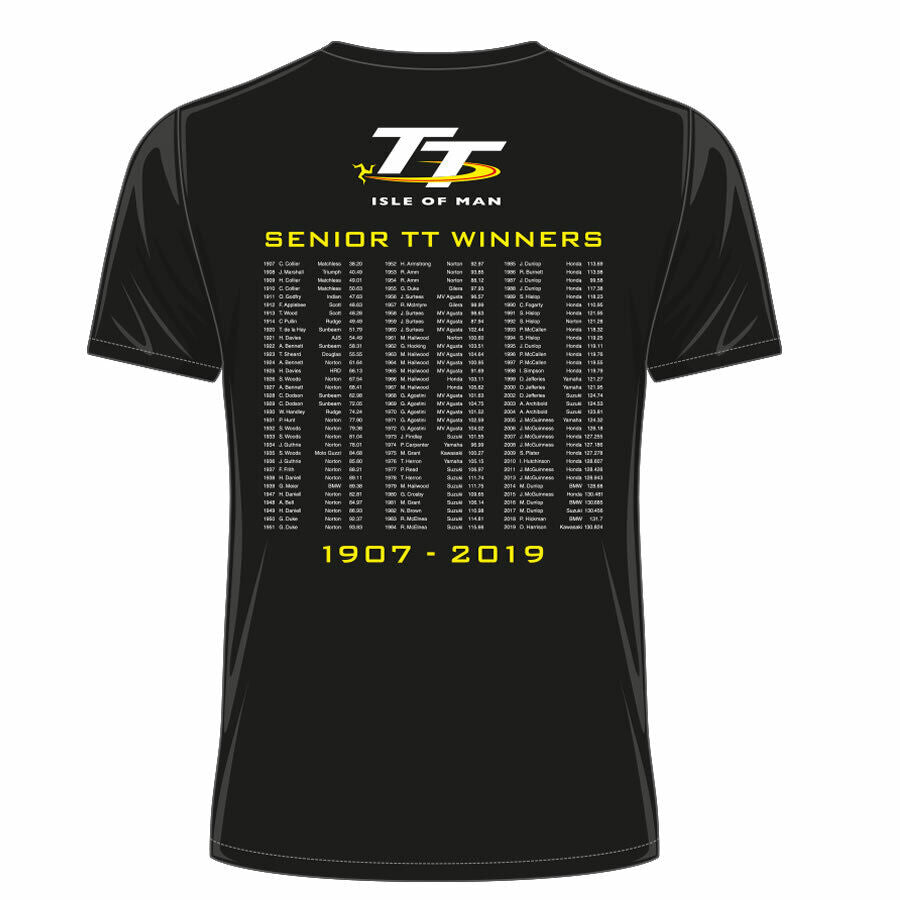 Official Isle Of Man TT Races 20 Black Seniors Winners T'Shirt - 20Ats10